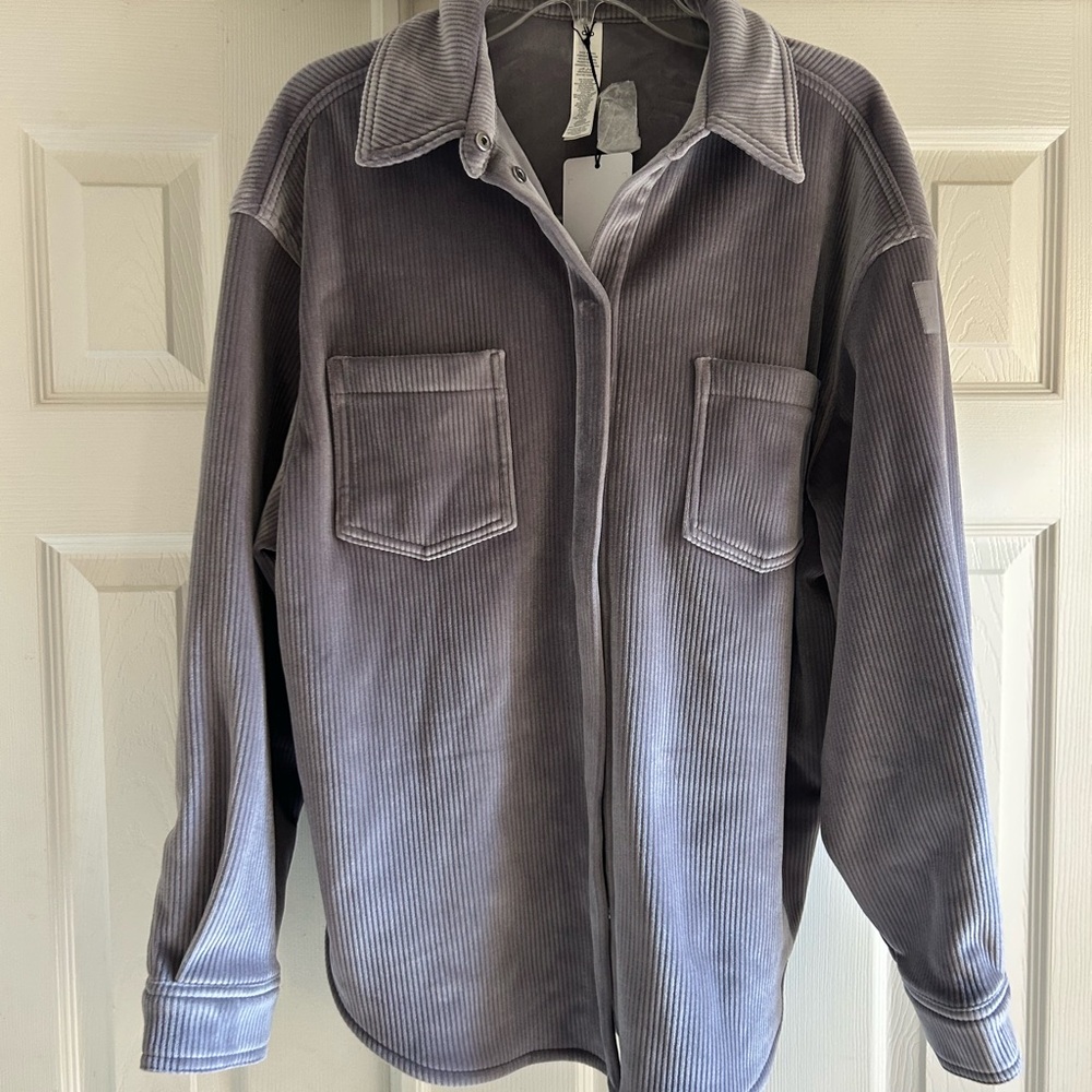 ALO Yoga velour shacket. “Fog” color. NWT
